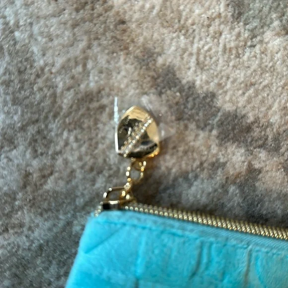 Juicy Couture Logo Travel Cosmetic Bag Teal Blue Makeup Case Y2K NEW - Picture 7 of 11